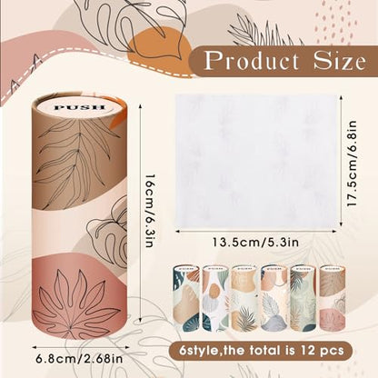 Outus 12 Pcs Boho Car Tissues Cylinder Holder with 3 Ply Facial Tissue Bulk Black White Round Tissue Holder Travel Tissues Boxes Container for Car Cup Wedding Birthday Party - style: Boho 1