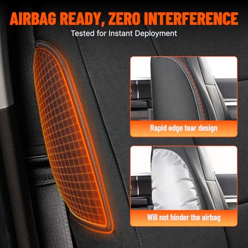 Pigenius Neoprene Seat Covers for Ford F-150 Lightning (2022-2026), F-150/Tremor (2015-2026), F-250/F-350 Super Duty (2017-2026) Crew Cab Bench Seat - Waterproof UV Resistant Full Set Front Rear