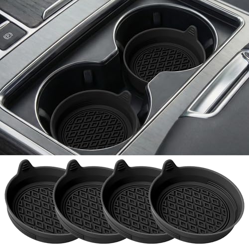 Lazebox 4-Pack Silicone Car Cup Holder Coasters, Universal Non-Slip Cup Holder Inserts, Anti-Rattle & Waterproof Car Interior Accessories, Fits Most Cars, SUVs & Trucks