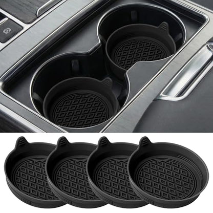 Lazebox 4-Pack Silicone Car Cup Holder Coasters, Universal Non-Slip Cup Holder Inserts, Anti-Rattle & Waterproof Car Interior Accessories, Fits Most Cars, SUVs & Trucks