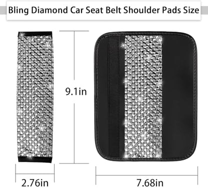 NBTEPEM 2 Pack Bling Car Seat Belt Covers, Diamond Seatbelt Shoulder Protection, Rhinestones Seat Belt Strap Cover Shoulder Pad, Universal Bling Car Interior Accessories Fit for Car/Truck/SUV(Silver) - color: Silver