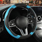 Leather Auto Car Steering Wheel Cover Anti-Slip Heavy Duty, Elegant, Non-tonix, Universal 15 Inch, Black&Blue - color: Black Blue, size: Round-Middle[14.5''-15'']