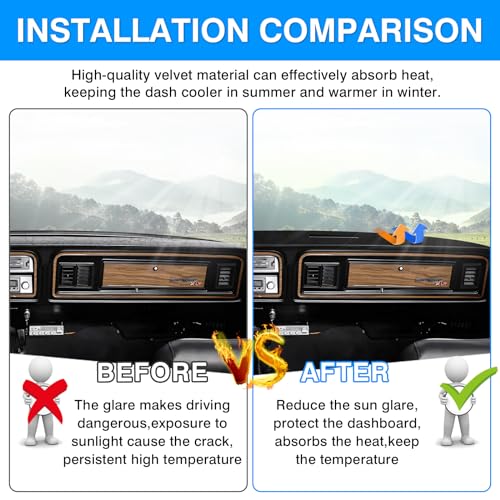 Autorder Dashboard Cover Mat for 1973-1977 1978 1979 Ford F100/F150/F250/F350/Bronco Pickup Truck Accessories Dash Cover Upgrade Velvet Dash Mat Sunshade Glare UV Rays Protector - size: 1973-1979 F100 150 250 350