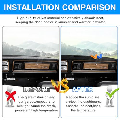 Autorder Dashboard Cover Mat for 1973-1977 1978 1979 Ford F100/F150/F250/F350/Bronco Pickup Truck Accessories Dash Cover Upgrade Velvet Dash Mat Sunshade Glare UV Rays Protector - size: 1973-1979 F100 150 250 350