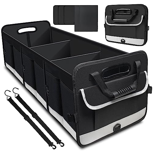 Trunk Organizer - 95L Extra Large Capacity SUV Cargo Storage, Collapsible Waterproof Design with Non-Slip Bottom & Retractable Straps, Car Organizers for SUV, Truck, Sedan