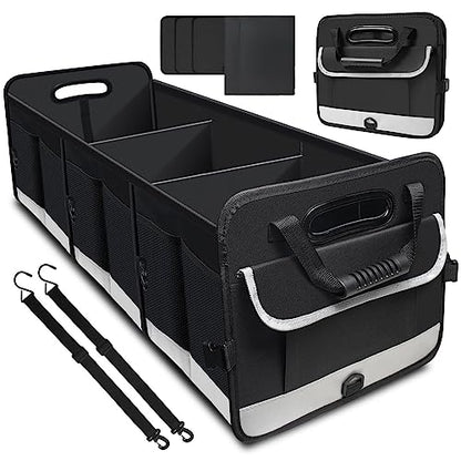 Trunk Organizer - 95L Extra Large Capacity SUV Cargo Storage, Collapsible Waterproof Design with Non-Slip Bottom & Retractable Straps, Car Organizers for SUV, Truck, Sedan
