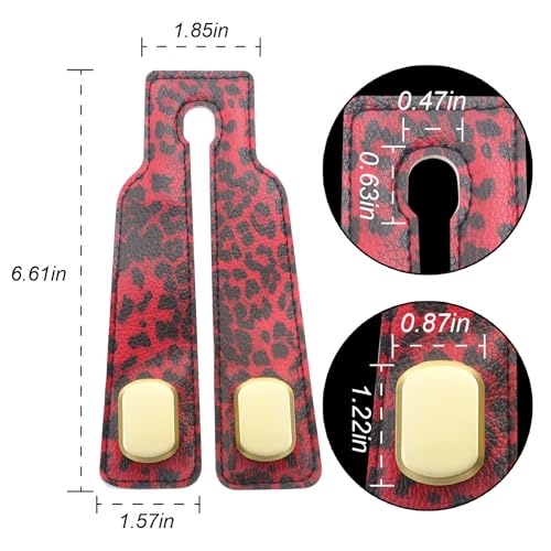Purse and Bag Hook for Car, Zinc Alloy Seat Headrest Hooks, Upgraded Leather Car Seat Back Purses Hanger and Bags Holder (Red Leopard) - color: Red Leopard