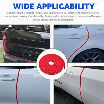 16.4Ft(5M) Car Door Edge Guards, Car Door Protector, U Shape Edge Trim Rubber Anti-Collision Seal Protector, No Glue Required Auto Entry Guard Seal Strips Fit for Trucks SUVs Sedans (Red)