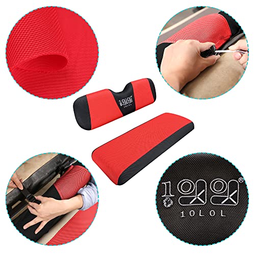 10L0L Golf Cart Seat Covers, Super Comfort Cooler Than Vinyl Seat Cover, Front and Rear Seat Cover for Yamaha EZGO Club Car, No Drilling Breathable Mesh Bench Seat Blanket, Machine Washable - color: Red + Black, style: Rear Seat - Universal for Yamaha EZG