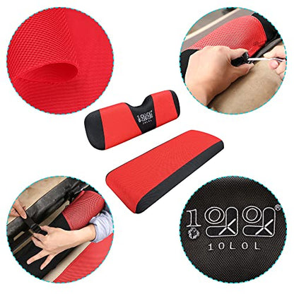 10L0L Golf Cart Seat Covers, Super Comfort Cooler Than Vinyl Seat Cover, Front and Rear Seat Cover for Yamaha EZGO Club Car, No Drilling Breathable Mesh Bench Seat Blanket, Machine Washable - color: Red + Black, style: Rear Seat - Universal for Yamaha EZG