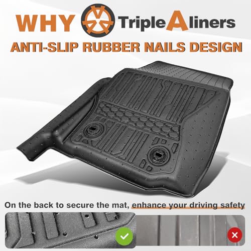 TripleAliners for Tacoma 2024 2025 2026 Double Cab Floor Mats (Fit Manual Trans ONLY) All Weather Floor Liners Compatible with 2024+ Toyota Tacoma Accessories Front & Rear Mats(Not for Hybrid/Auto) - size: Tacoma | Manual Trans | 2024+
