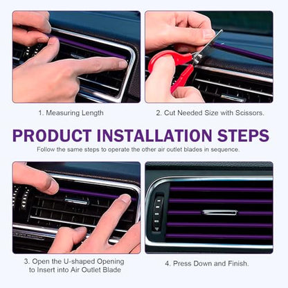 20PCS Car Vent Outlet Trim, Bendable Air Conditioner Vent Decoration Strip, Universal Auto Air Oulet Strips, for Most Vehicles (Purple)