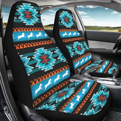 Aztec Tribe Automotive Seat Cover for Only Front Seat Soft Stretch Car Seat Cushion Cover Fit for Sedans Vehicle SUV Trucks Easy to Install - color: Aztec Tribe
