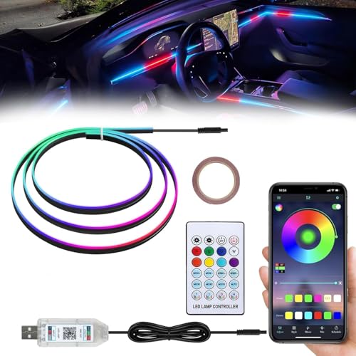 Acrylic LED Lights for Car, 43.3in RGB Strip Light Car LED Lights Interior with USB Port, App Control, Music Sync, 146 LEDs Interior Ca r Lights for Women Men Gifts - color: Dreamcolor 43.31 inch (Only Acrylic Light Strip)