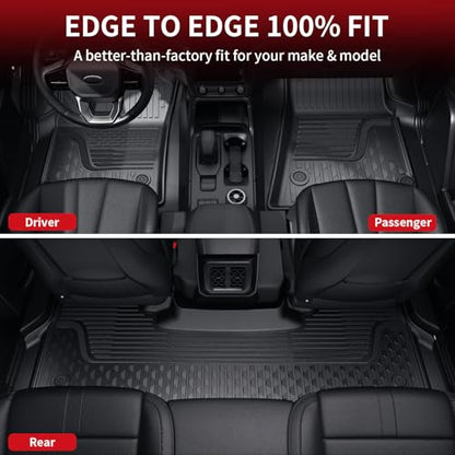 LASFIT Floor Mats for Ram 1500 Quad Cab 2025 2026 Bucket Seat(Not for Bench Seating), All Weather TPE Custom Fit Car Mats Floor Liners 1st & 2nd Row, Black - style: 2) 1500 | 2025-2026 |Quad Cab Floor Mats