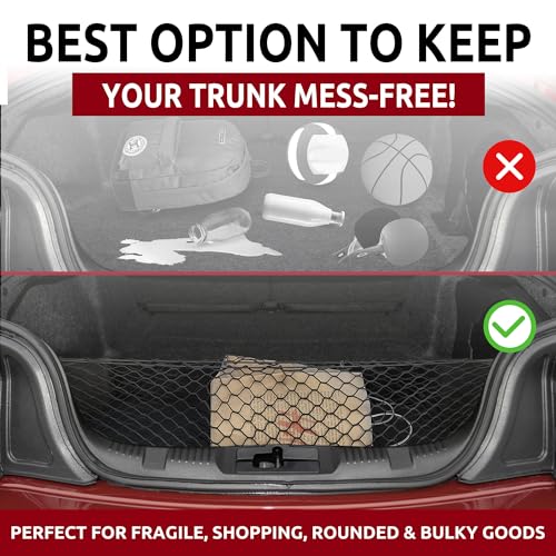 Envelope Style Automotive Elastic Trunk Cargo Net for Ford Mustang 2015-2025 - Premium Trunk Organizer and Storage - Luggage Net for Coupe - Car Organizer for Ford Mustang 2015-2025