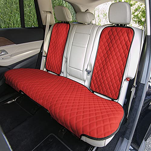 FH Group Car Seat Cushion Rear Set Faux Leather Automotive Seat Cushions - Universal Fit, Rear Car Seat Cushion, Car Seat Cushions With Non-slip Silicone Backing for SUV, Sedan, Van Red - color: Red, style: Rear Set