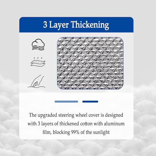 Car Steering Wheel Cover Sun Shade,Aluminum Film Car Wheel Cover for Thermal Insulation & Cooling,3-Layer Thickened Steeringwheel Covers Fits 15.75" Diameter Cars Steering Wheels (Aluminum Foil) - color: Aluminum Foil