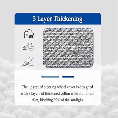 Car Steering Wheel Cover Sun Shade,Aluminum Film Car Wheel Cover for Thermal Insulation & Cooling,3-Layer Thickened Steeringwheel Covers Fits 15.75" Diameter Cars Steering Wheels (Aluminum Foil) - color: Aluminum Foil