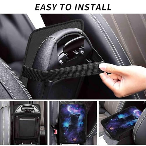 Universal Car Center Console Cushion Pad, Cute Cat and Moon Soft Waterproof Car Center Console Cover Auto Armrest Seat Box Cover Protector for Most Vehicle SUV Truck Car - color: Cute Cat And Moon