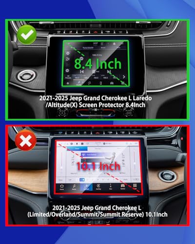 2pcs 2025 Jeep Grand Cherokee L Laredo/Altitude(X) Screen Protector for 2021 2022 2023 2024 2025 Grand Cherokee L 8.4Inch Radio Screen Protector 2025 Grand Cherokee L Accessories - size: 8.4inch