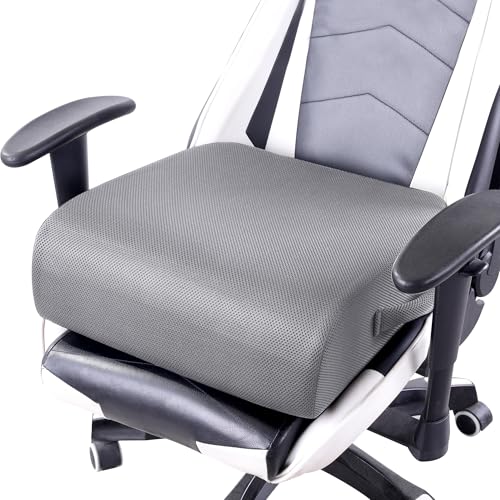 MABOZOO Extra Thick Chair Cushions,Office Chair Booster Seat Cushion to Raise Seat Height for Pain Relief,18 x 16 x 6 inch Non Slip Memory Foam Thick Cushion with Carry Handle（Grey） - color: Grey, size: 18*16*6