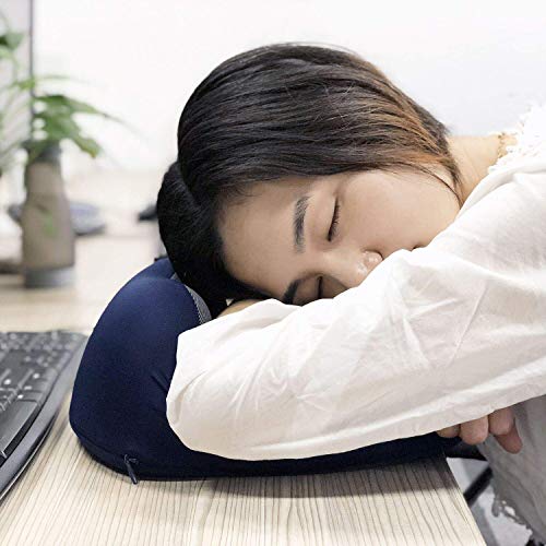 MLVOC Neck Pillow for Traveling, Upgraded 100% Pure Memory Foam Travel Neck Pillow for Airplane Flight Sleep, Breathable & Machine Washable Cover, Travel Kit with 3D Eye Mask, Earplugs & Bag, Blue - color: Blue