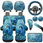 Blue Peacock Print Auto Front Rear Seat Cover Set for Women Car Accessories Full Set 12 Pcs Steering Wheel Covers Set Armrest Pad Gear Shift Cover Cup Coasters for SUV Truck Sedan - color: Blue Peacock