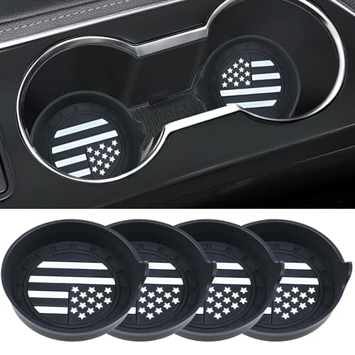 Car Cup Coaster Universal Non-Slip Silicone Cup Holder Insert Car Interior Accessories for Drink American Flag US Flag 4 Pack Black - color: Black American Flag, size: 4 Pack