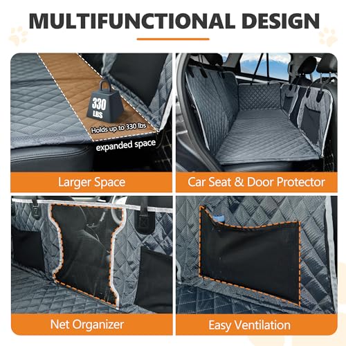Back Seat Extender,Dog Car Seat Cover,Waterproof Pet Hammock Travel Bed,Durable Camping Air Mattress,Non Inflatable Car Bed Mattress Easy Clean for SUV Truck (Grey) - color: Grey