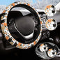 Cat Steering Wheel Cover for Women Men with 2 Pcs Car Coasters, Universal 14.5-15 Inch Cute Steering Wheel Covers Non-Slip Car Accessories for Girls - color: cat0
