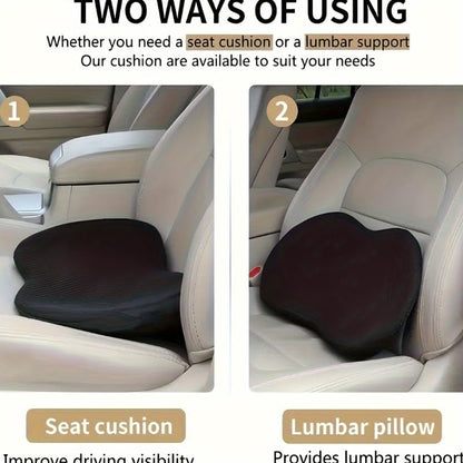 Mautoply Memory Foam Car Seat Cushion for Back Pain Relief - Lumbar Support Pillow for Driving, Office & Car Ergonomic Wedge Cushion for Short Drivers