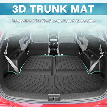 Mixsuper Cargo Liner for Kia Sorento 2021-2025 2026, All Weather Cargo Mat Rear Trunk Liner for Sorento Accessories Behind The 2nd Row Seats Black