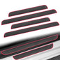 4PCS Car Door Sill Protector, Anti-Scratch & Waterproof Auto Door Edge Step Threshold Protection, Car SUV Automobile Universal Rubber Scratch Resistant Exterior Accessories (Black/Red)