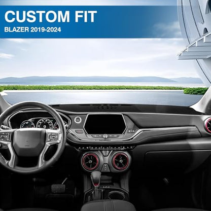 KUST Black Dash Cover for Chevy Chevrolet Blazer 2019-2024 2025 2026 (Not fits for Blazer EV) Polyester Non-Slip Dashboard Cover Interior Accessories for Blazer Custom Fit Dash Mat Sunshade Glare - size: 55.91"×18.5"(Chevy Blazer 19-26)