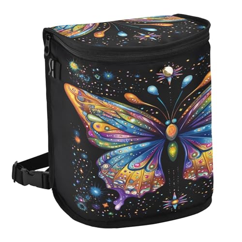 MNSRUU Car Trash Can with Lid, Multi-Color Butterfly Starlight Car Trash Bag Hanging Organizers and Storage for Front Back Seat, Leak-Proof Trash Bin - color: Butterfly A17449
