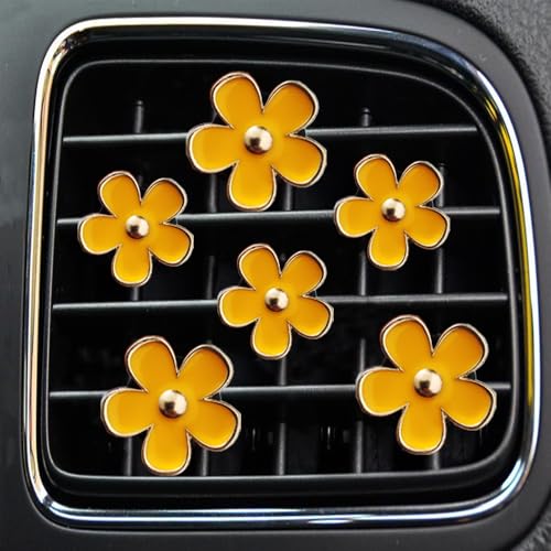 Air Vent Clips - 6 Pcs Daisy Flower Car Decoration for Air Vent & Conditioning - Handmade Car Interior Accessories Decor - Cute Charm & Gifts for Women - color: Yellow,Yellow,Yellow