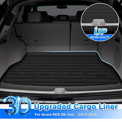 Cartist Custom Fit for Cargo Liner Acura RDX 2013-2018 All Weather Rear Trunk Mat TPE Waterproof Carpet Protection - size: 2)Acura RDX【2013-2018】