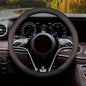 Steering Wheel Cover Standard Size Medium 14.5-15 inch, Non-Folding Packaging, Microfiber Leather, Anti-Slip, Soft Grip, Universal Fit for Cars SUVs Trucks, Black and Chocolate Brown