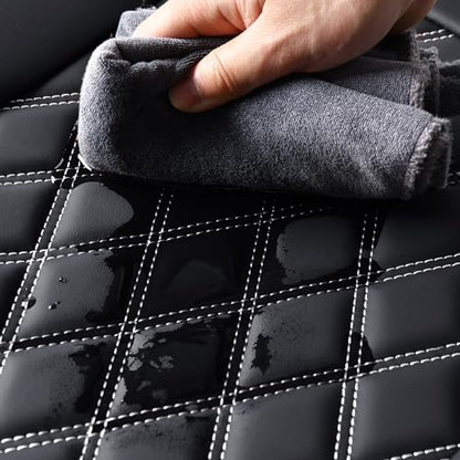 Huidasource Rear Bench Car Seat Covers, Waterproof Leather Back Seat Cushion Cover, Back Seat Cover Compatible Universal Fit for Most Cars Sedan SUV Pickup Truck (Back Row/Black&White) - color: 01R# Black&White, size: Back Seat Cover