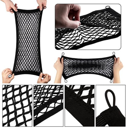 2 Pack Small Cargo Net Pocket Storage Pouch Bag 21 x 9.8 Inches RV Netting Elastic Automotive Cargo Nets with 8 Mounting Screws, Storage Mesh for Car Trunk SUV Boats - size: 21 x 9.8 Inch