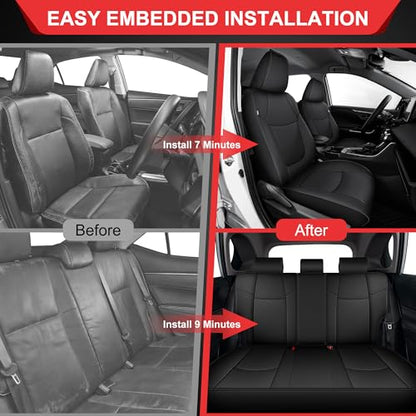 TTX LIGHTING Custom Fit Seat Covers for Toyota RAV4 2019 2020 2021 2022 2023 2024 2025 SE, LE,XLE,XLE Premium, Limited, Base, Full Set Waterproof Premium Faux Leather Airbag Compatible Black - size: 12.RAV4 2019-2025(Gas only) 5 Seat Full Set
