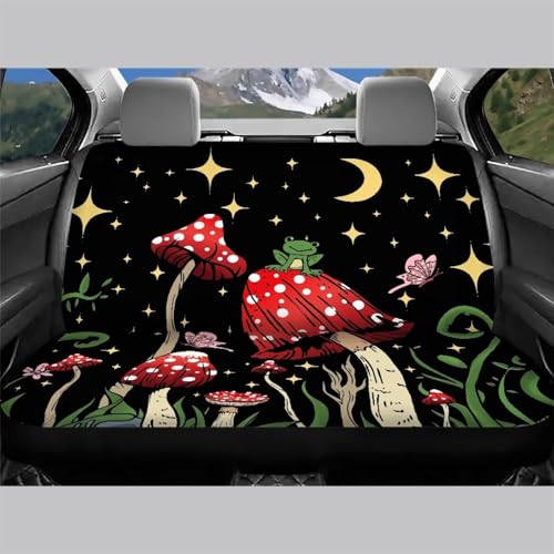 Mushroom Frog Car Seat Cover Universal Fit Trucks SUV Rear Bench Seat Covers Night Moon Star Car Accessories for Women Interior Cute - color: 1 Mushroom Frog Star