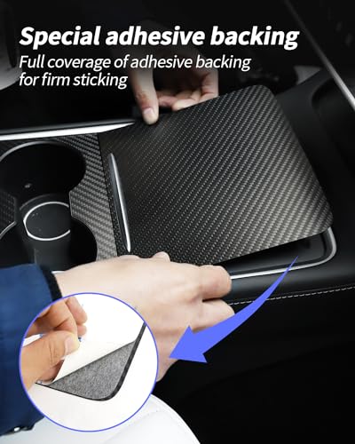 KKTR-CAR Carbon Fiber Center Console Cover, Matte Black Real Carbon Fiber Center Control Cover Compatible with Tesla model 3 (2017-2023), model y (2019-2025)