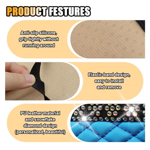 Bling Leather Car Armrest Seat Box Cover, Car Console Armrest Cover with Crystal Rhinestones, Anti-Scratch Waterproof Auto Center Console Protector Cushion Pad for Car SUV Truck (Blue) - color: Blue