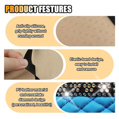 Bling Leather Car Armrest Seat Box Cover, Car Console Armrest Cover with Crystal Rhinestones, Anti-Scratch Waterproof Auto Center Console Protector Cushion Pad for Car SUV Truck (Blue) - color: Blue