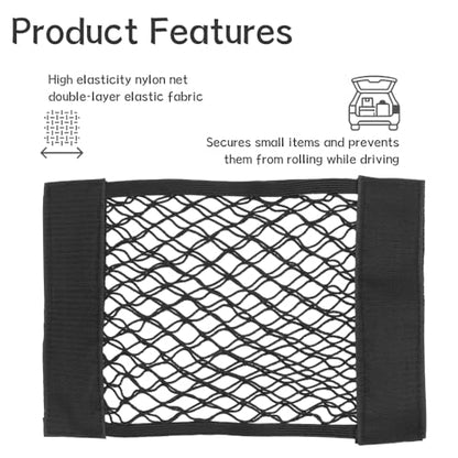3 Pack Car Trunk Storage Net with Nylon Sticker, Mesh Cargo Net for Car Trunk Storage, Secure Cargo Holder for Auto SUV Trunk Back RV Camper, Pouch Bag Storage for Storing Bottles Tools Small Items