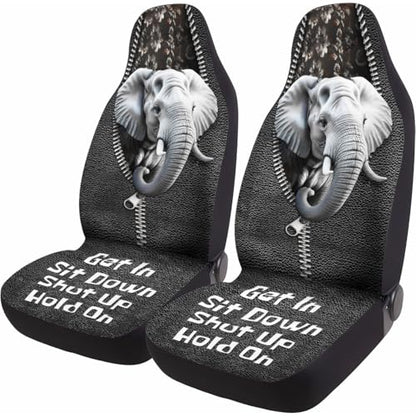 GENANY Elephant Car Seat Covers Set of 2, Breathable Front Seat Covers for Truck Sedan SUV, Animal Themed Car Accessories, Elephant Gift for Women Men - color: Elephant