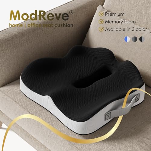 Memory Foam Seat Cushion for Office Chairs, Car Seat, Wheelchair, Desk Chair Pad - Extra Large Ergonomic Sciatica Coccyx & Tailbone Pain Relief Back Support Pillow for Long Sitting & Driving
