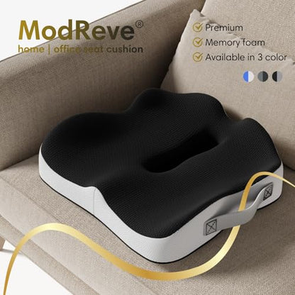 Memory Foam Seat Cushion for Office Chairs, Car Seat, Wheelchair, Desk Chair Pad - Extra Large Ergonomic Sciatica Coccyx & Tailbone Pain Relief Back Support Pillow for Long Sitting & Driving